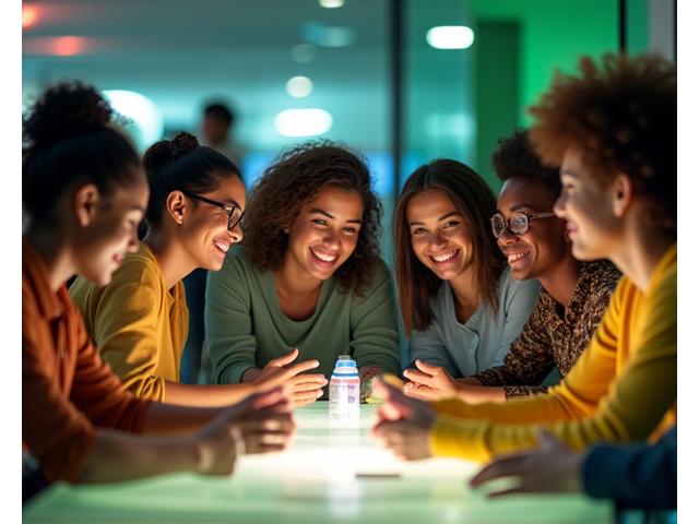 Jovens de diversas etnias colaborando em um projeto de arte