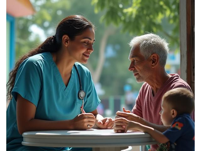 Equipe médica atendendo à comunidade em área remota do Brasil, simbolizando a saúde comunitária